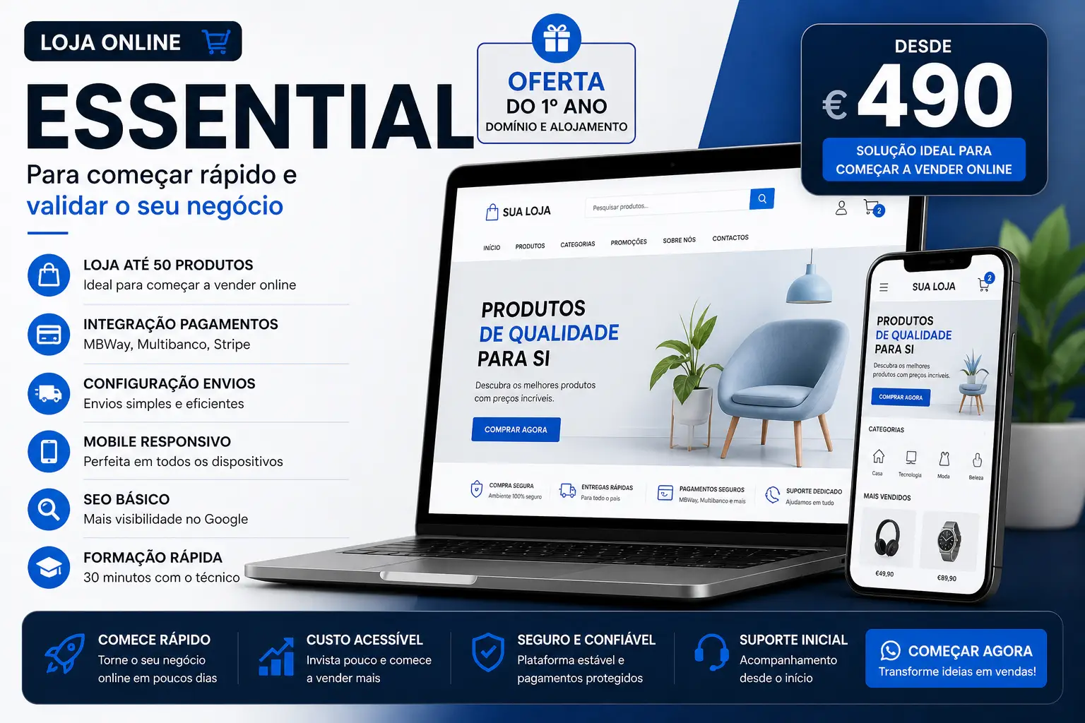 Loja Online Essential (até 50 produtos) 1 loja online